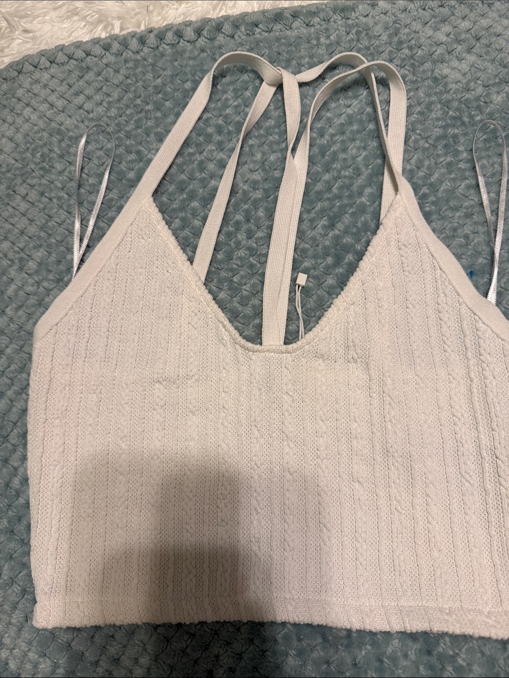 Zara White Textured Knit Bralette